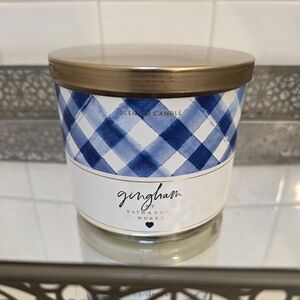 Bath & Body Works Blue Gingham Scented Candle with Gold Lid